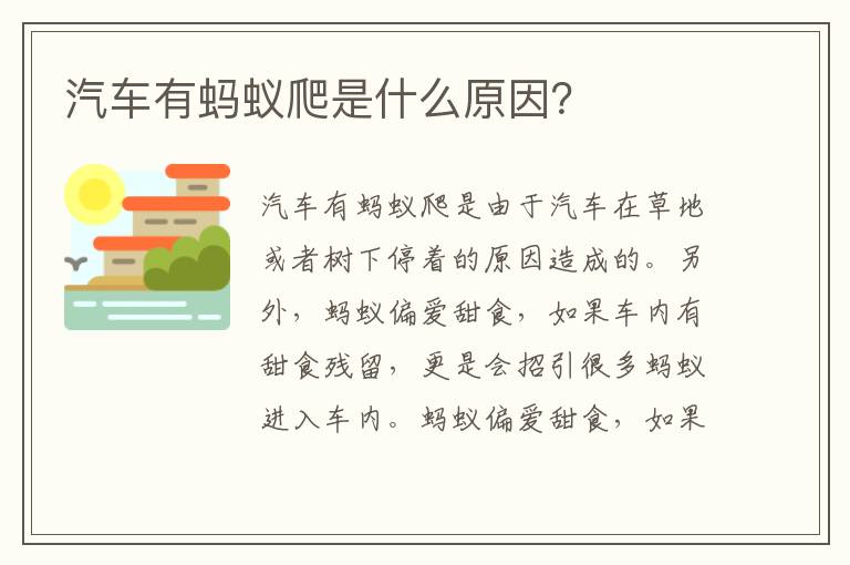 汽车有蚂蚁爬是什么原因？