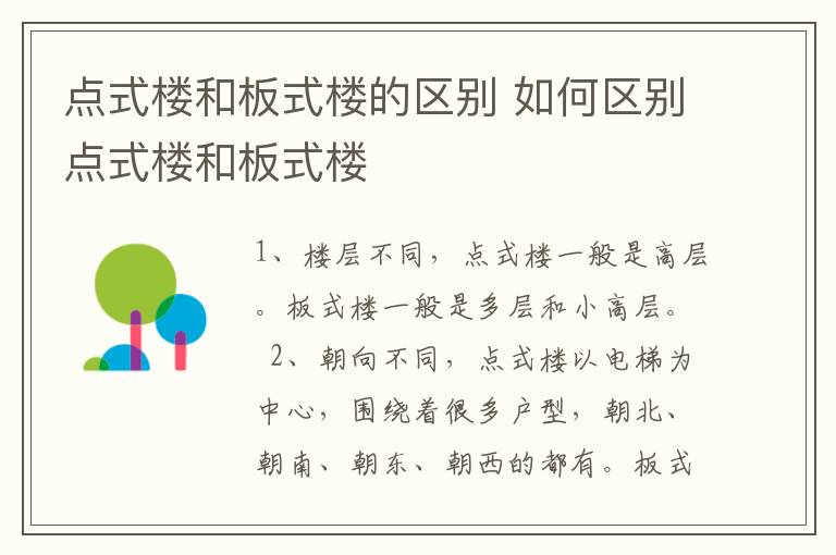 点式楼和板式楼的区别 如何区别点式楼和板式楼