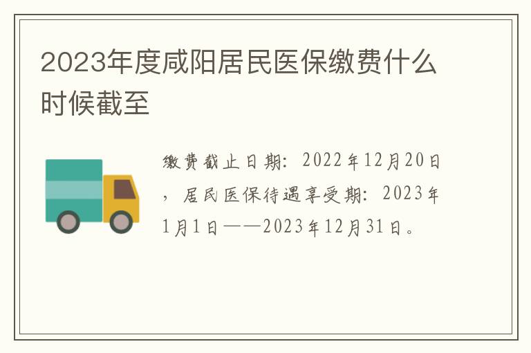 2023年度咸阳居民医保缴费什么时候截至