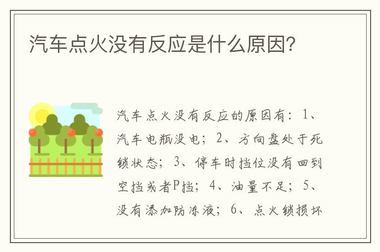 汽车点火没有反应是什么原因？