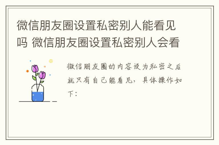 微信朋友圈设置私密别人能看见吗 微信朋友圈设置私密别人会看见吗