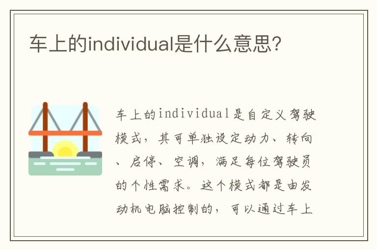 车上的individual是什么意思？