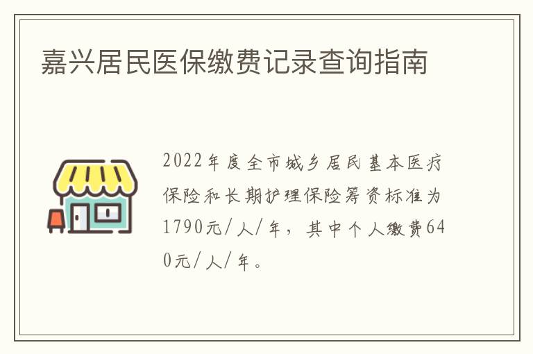 嘉兴居民医保缴费记录查询指南