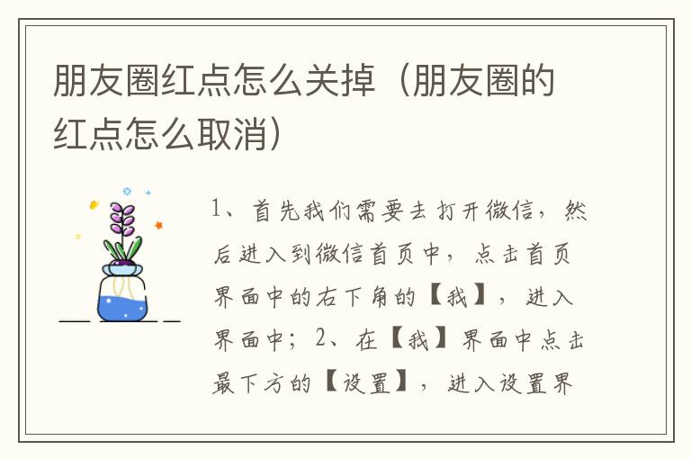 朋友圈红点怎么关掉（朋友圈的红点怎么取消）