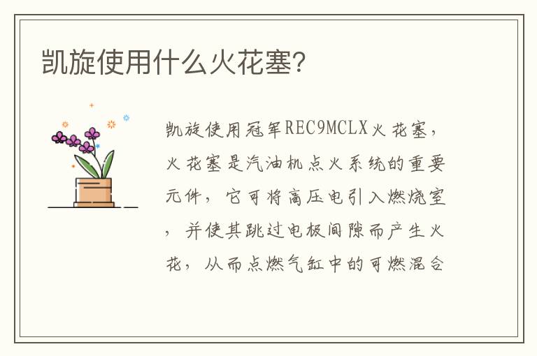 凯旋使用什么火花塞？