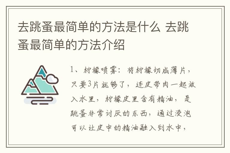 去跳蚤最简单的方法是什么 去跳蚤最简单的方法介绍