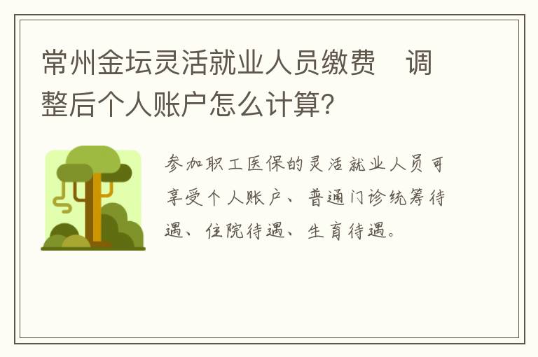 常州金坛灵活就业人员缴费​调整后个人账户怎么计算？